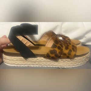 Leopard Strappy Espadrille Sandals~ Wedge Shoes-Women's Size 9